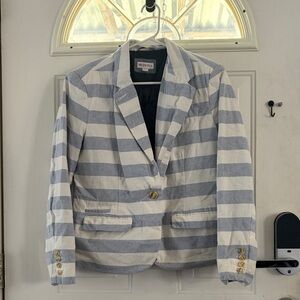Nautica Women's Blue and White Striped Blazer